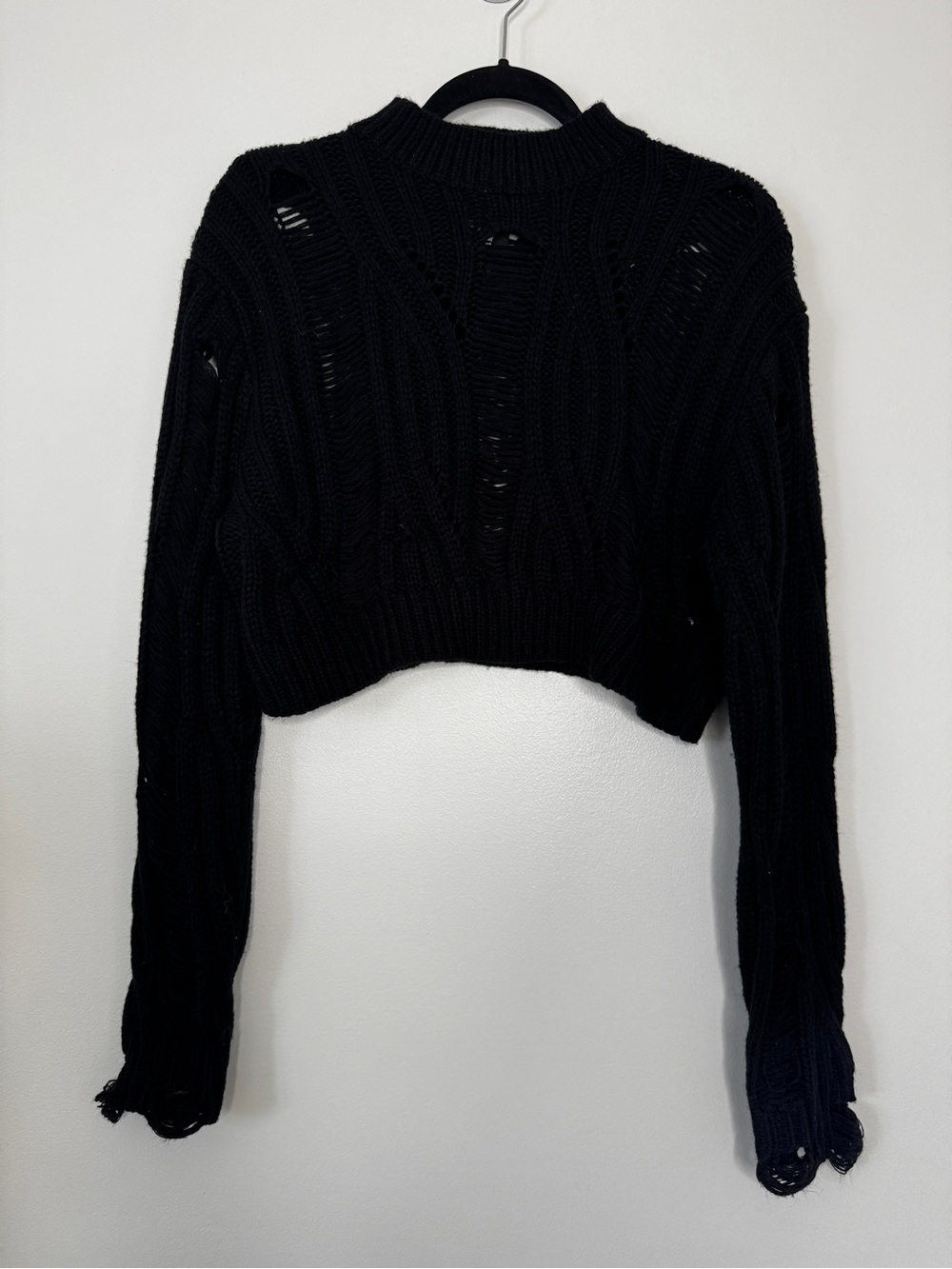 Killstar Ghastmark Disturbia Nemesis Sweater Distressed Cropped Cable Knit Sz M - Picture 2 of 16